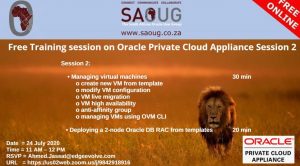 Ahmed Jassat: South African Oracle User Group Training session on Oracle Private Cloud Appliance: 2
